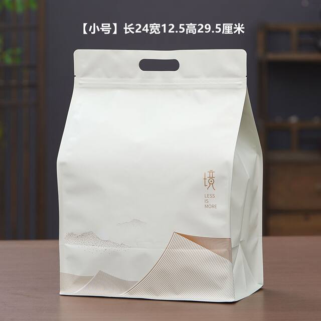One Jin Jin with eight sides sealed is equal to 0.5 kg. Half Jin Jin of portable pure aluminum bag is equal to 0.5 kg. White tea sealed bag is moisture-proof and light-proof, green tea and black tea loose tea bag