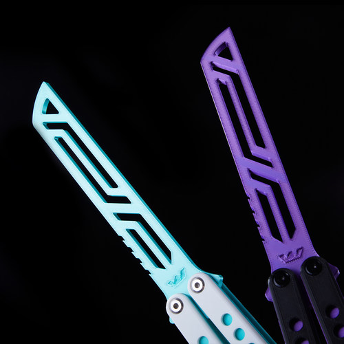 WING工作室 大王乌贼 鹦鹉螺 3D打印塑料蝴蝶刀练习刀未开刃 - 图1