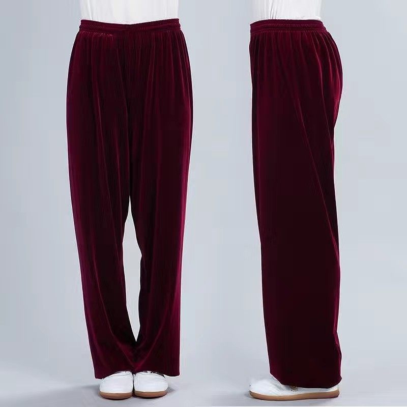 龙拳进口南韩绒太极服裤子男女加厚保暖冬款晨练功裤金丝绒韩国绒 - 图3