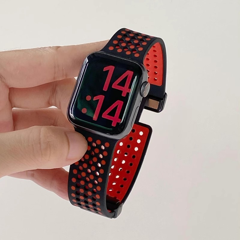 夏天新款双色硅胶磁吸iwatch表带适用苹果applewatch9876手表女男 - 图2