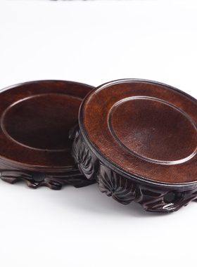 圆形根雕底座花盆泰山石工艺品