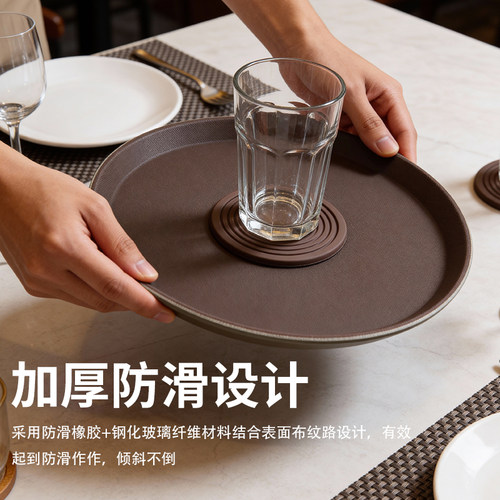 托盘长方形防滑传菜盘圆形塑料端菜盘餐厅上菜大盘子商用餐具托盘 - 图1