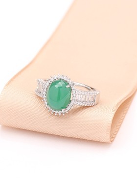 电镀仿天然礼物戒指指环绿玉髓女