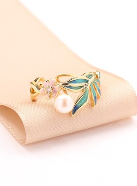 开口可调节戒指环天然淡水珍珠女