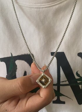 虎眼石吊坠男士项链百搭轻奢复古高级感配饰送男友生日礼物