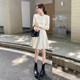 Long-sleeved dress for women's base knitted black skirt