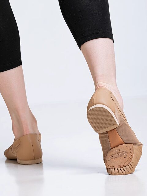 Sansha jazz shoes cowhide soft sole elastic mesh