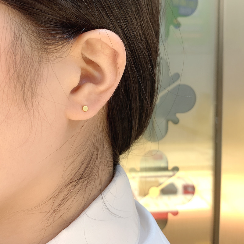 黄金圆牌耳钉足金 亮面光面圆形实心耳环纯金男女款养耳钉送礼 999 黄金圆牌耳钉足金 亮面光面圆形实心耳环纯金男女款养耳钉送礼 999