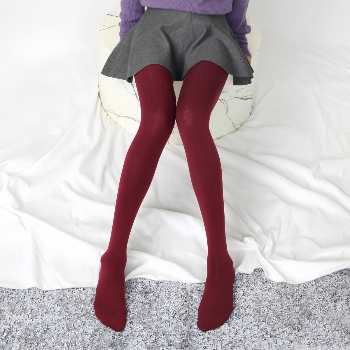 羔羊绒拉绒保暖连裤袜鄂尔多斯秋冬加厚针织棉质薄绒带脚型打底袜 - 图3