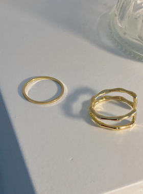 日韩时尚镀真金戒指竹节