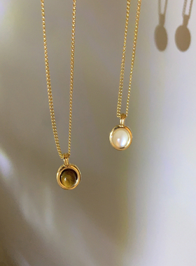 复古小众椭圆形吊坠项链个性时尚