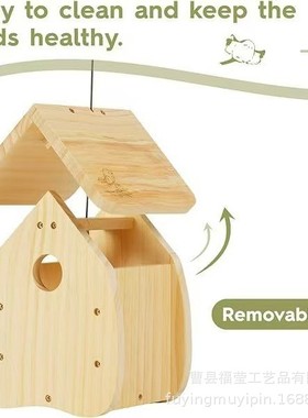 户外挂式木质鸟类喂食器家居桌面摆件园林悬挂式蜂鸟木质鸟窝