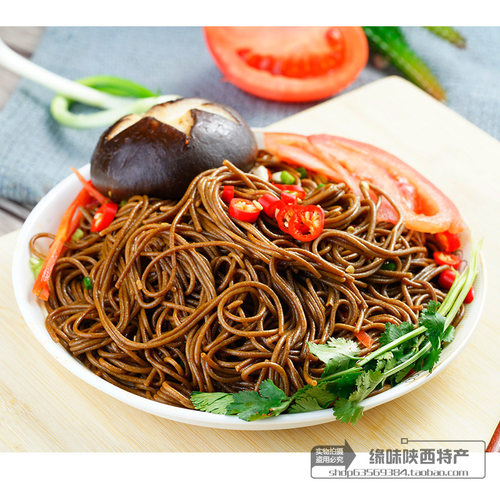 陕西西安特产蓝田纯荞麦面饸络凉拌饸饹杂粮免煮方便速食营养800g - 图0