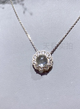 新中式国风高冰蛋面蕾丝花型水沫玉轻奢锁骨链