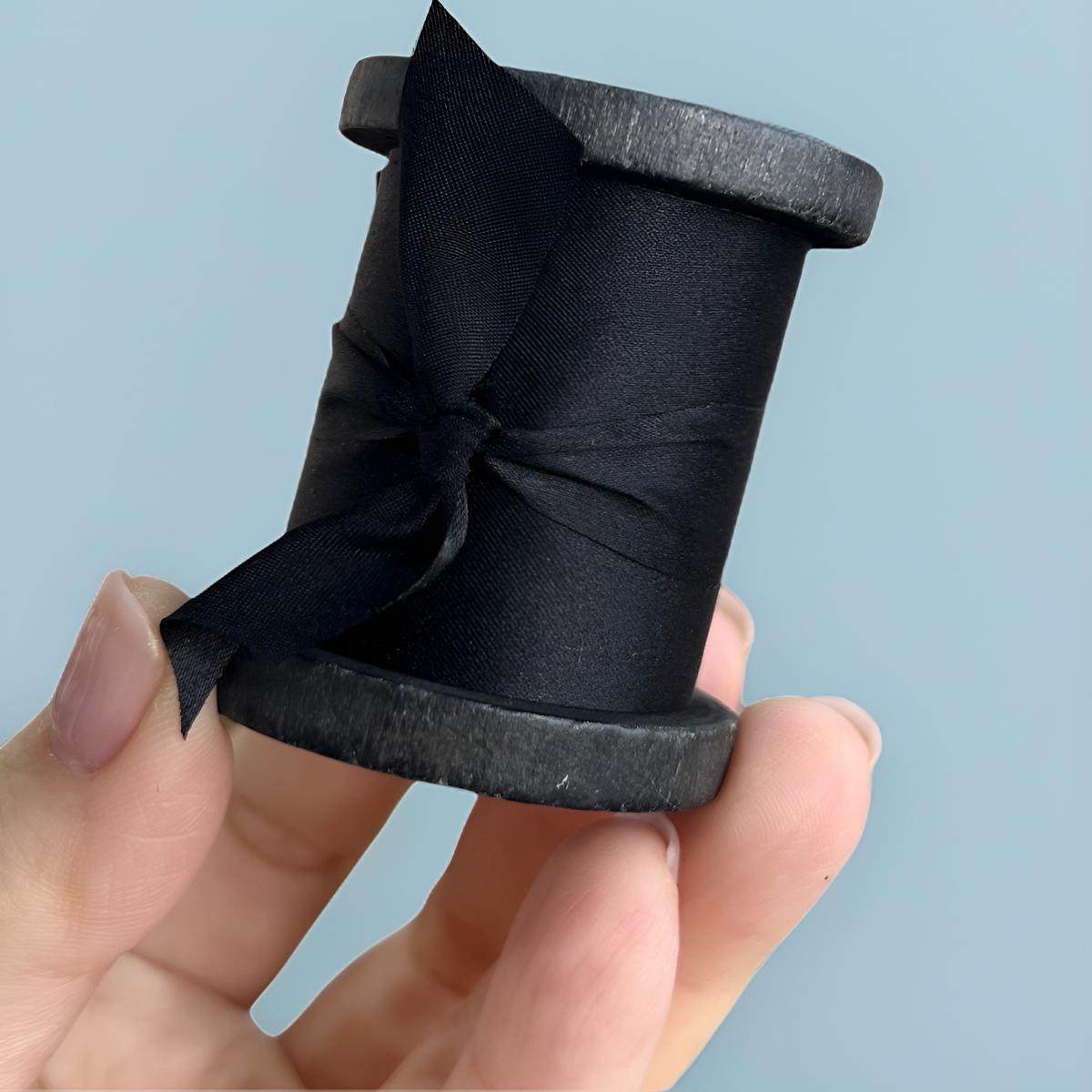 福2呆黑色真丝带桑蚕丝切边带蝴蝶结发饰肠圈手工材料礼品包装带 - 图3