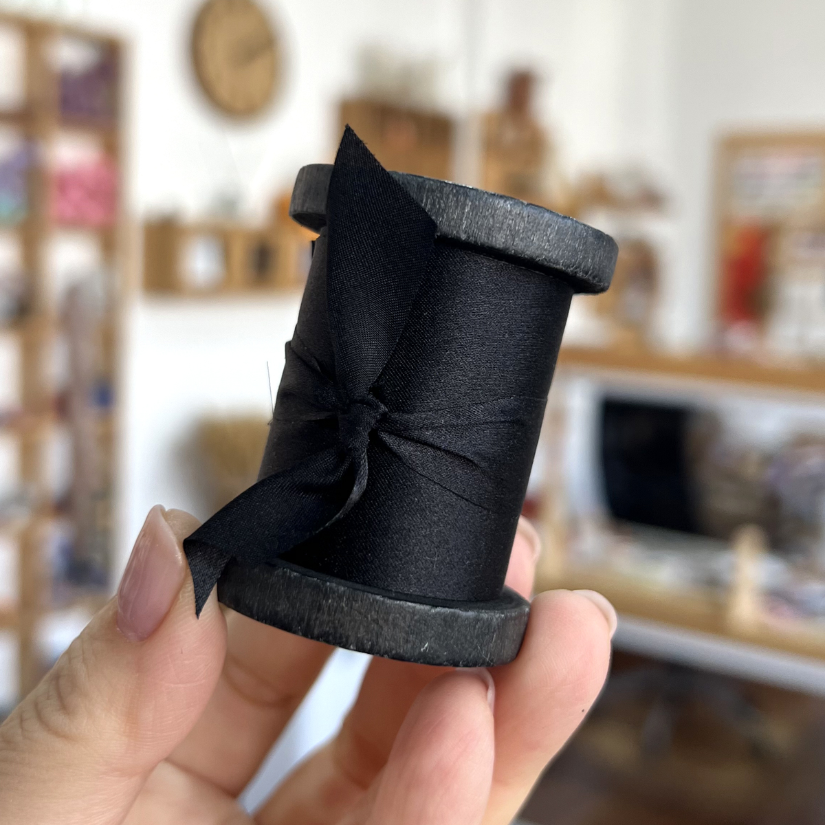 福2呆黑色真丝带桑蚕丝切边带蝴蝶结发饰肠圈手工材料礼品包装带 - 图0