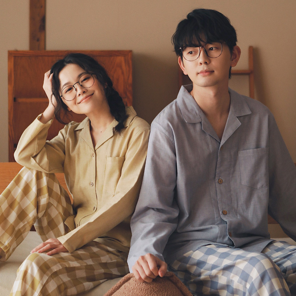 日式简约情侣纯棉纱布长袖睡衣情侣格子家居服宽松男款套装可外穿,淘宝优惠券,粉丝福利购,淘宝优惠卷