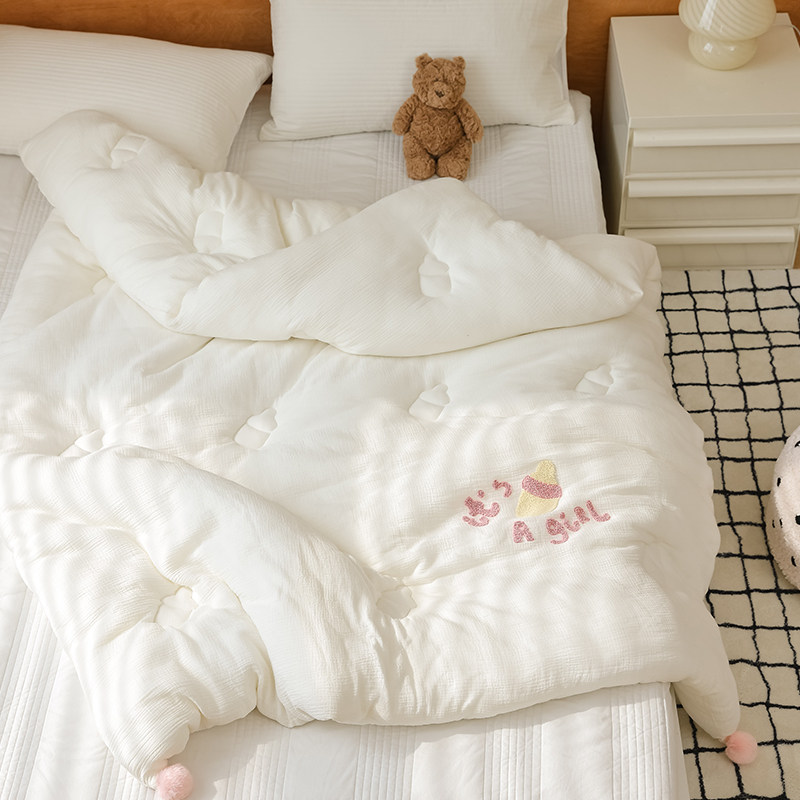 在耳边A类全棉双层纱儿童被芯毛巾绣可水洗空调被纯棉春秋薄被子,淘宝优惠券,粉丝福利购,淘宝优惠卷