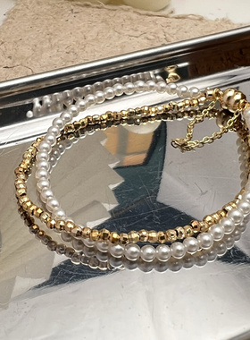 baby珠蹦迪珠镀金双层极细手链女 磁吸扣ins个性精致小众手串叠戴