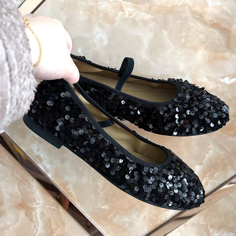 女豆豆鞋圆头繁花亮片3078-1舒适平底玛丽珍鞋单鞋浅口,淘宝优惠券,粉丝福利购,淘宝优惠卷