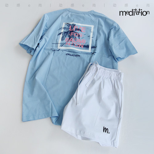 韩国2025春夏meditation新品羽毛球服短袖男女同款运动速干T两色 - 图2