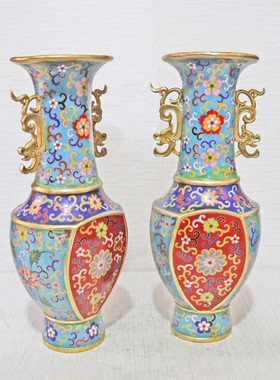 纯铜仿古珐琅彩中式风插花景泰蓝