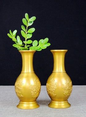 仿古风供观音摆件铜花瓶