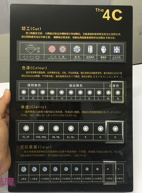 4C牌/钻石4C标准展示牌/加厚黑色4C牌钻石销售/钻石销售柜台专用