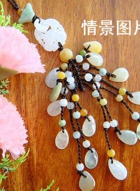 diy翡翠精雕a货中国结小水滴散珠