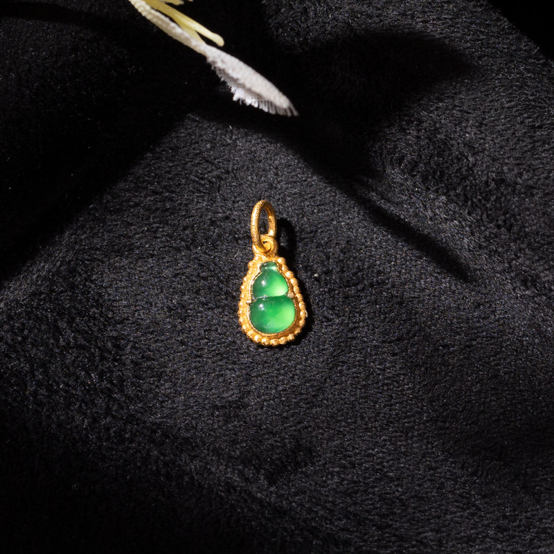 翡翠葫芦吊坠提溜18K金镶嵌挂件玉坠天然缅甸玉手链配饰,淘宝优惠券,粉丝福利购,淘宝优惠卷