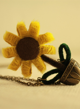 KOE森系超仙向日葵花朵胸针项链