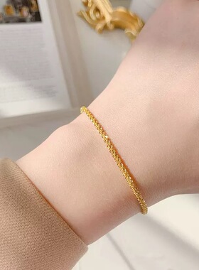 钛钢18K金色金波光粼粼手链女2.5mm极简满天星链子欧美饰品不掉色