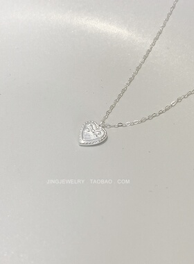 S925纯银小爱心蝴蝶结锁骨项链女款简约气质甜美风