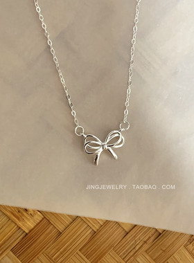 925纯银纯银女款蝴蝶结项链