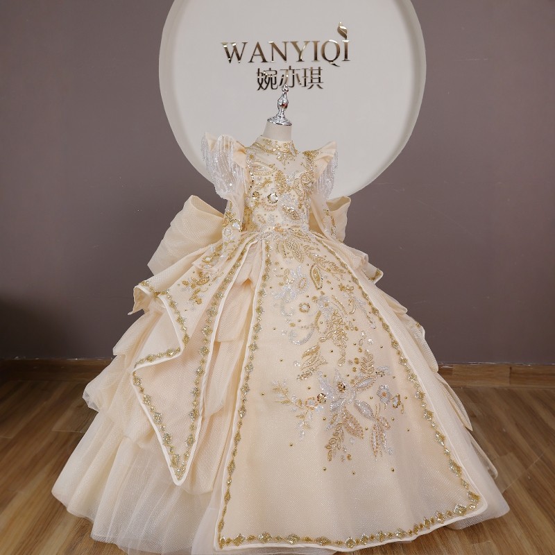 定制高端女孩晚礼服演出服豪华国潮女童礼服十岁生日儿童演出服,淘宝优惠券,粉丝福利购,淘宝优惠卷