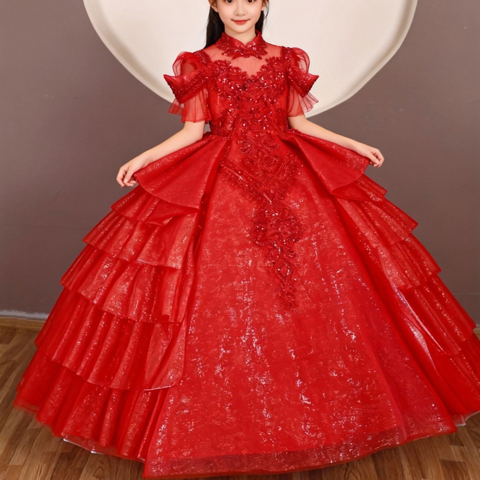 定制婉亦琪女童红色十岁生日礼服公主裙儿童演出服主持人走秀礼服,淘宝优惠券,粉丝福利购,淘宝优惠卷