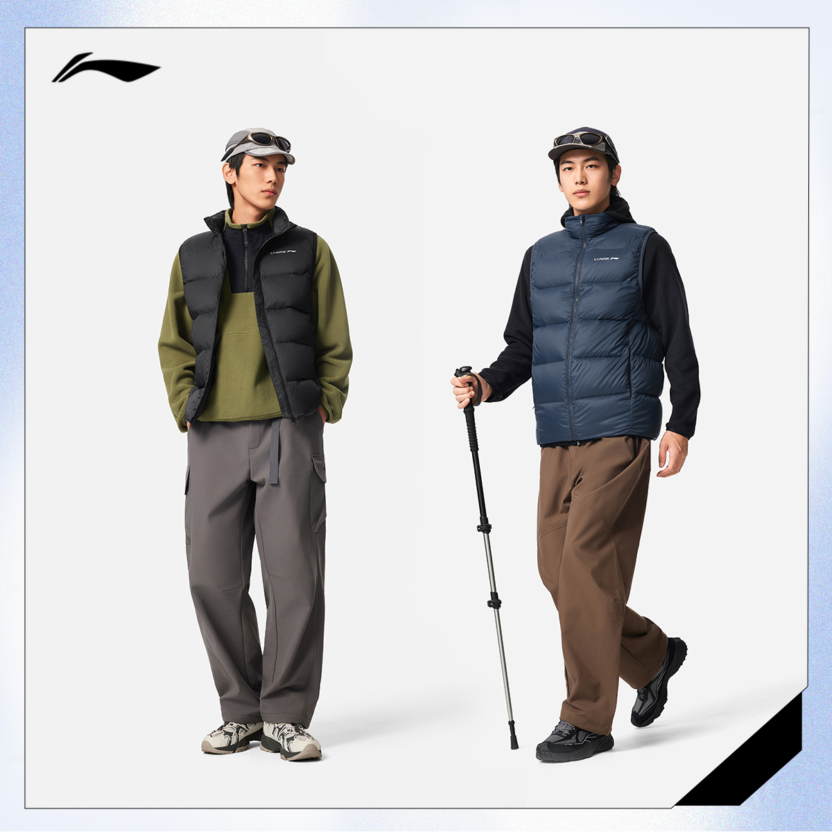 李宁羽绒马甲男士2025新款健身系列立领上衣冬季反光鸭绒运动服