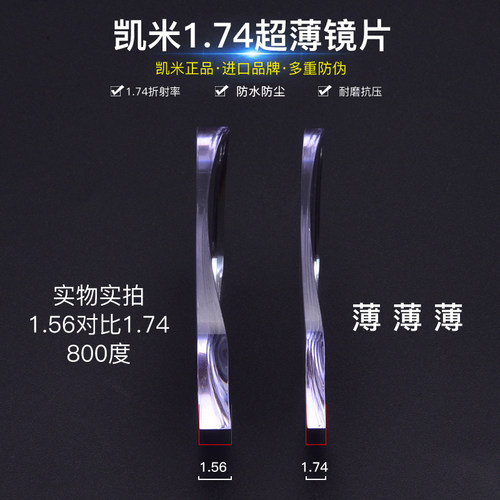 韩国凯米金罡镜片1.60U2超薄近视1.74非球面U6防蓝光眼镜1.67近视 - 图1