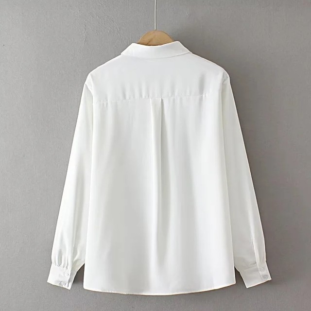 Fat mm white solid color professional all-match long-sleeved shirt loose casual commuting shirt large size cover belly hidden meat spring clothing