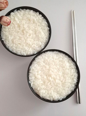 仿真米饭模型酒店菜肴摆件食物大碗白米饭样板橱窗展示厨房装饰品