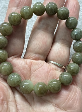 天然和田玉糖青老型珠圆珠单圈手串手链男女款百搭显白卡10mm