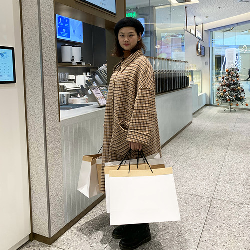 纸袋子礼品高端手提袋装衣服白牛皮纸袋子服装袋子定制LOGO - 图1