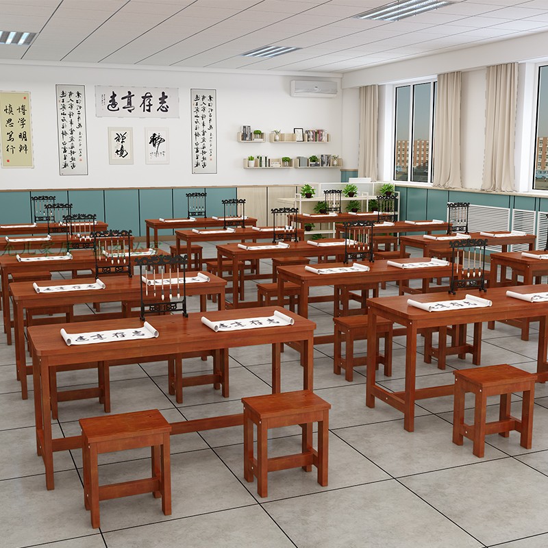 厂家直销辅导班实木课桌椅单双人培训机构托管围棋象棋书法培训桌,淘宝优惠券,粉丝福利购,淘宝优惠卷