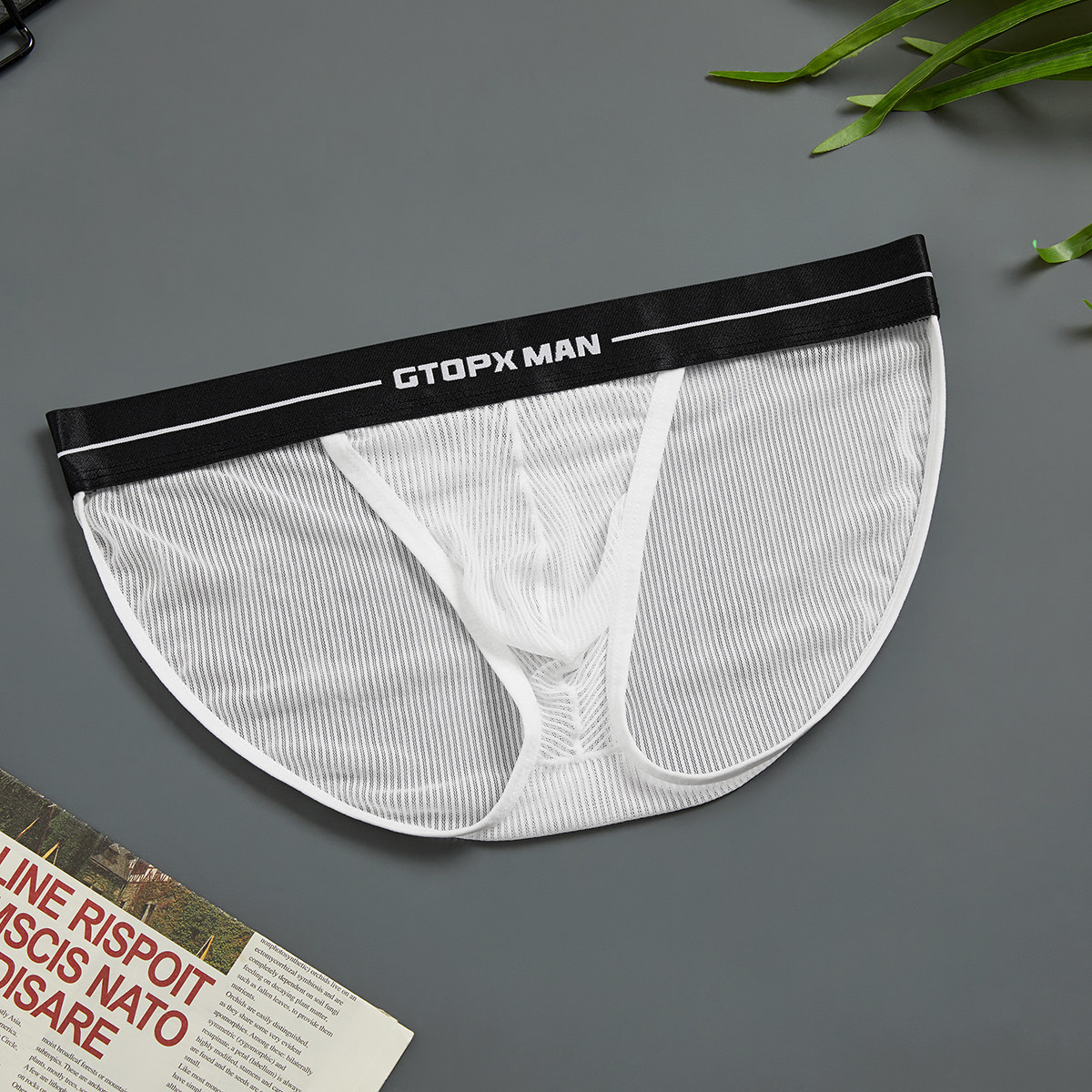 GTOPXMAN男士条纹网孔薄款U凸网纱透明冰丝低腰性感内裤三角裤,淘宝优惠券,粉丝福利购,淘宝优惠卷