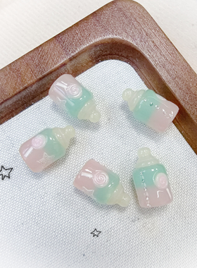 定制韩国胶磨砂糖果纸镶钻手绘奶瓶通孔珠手机链包挂diy配件105