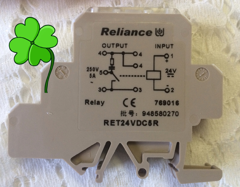 Reliance瑞联769016 769017RET24VDC5R 1NO导轨安装薄片型继电器 - 图0
