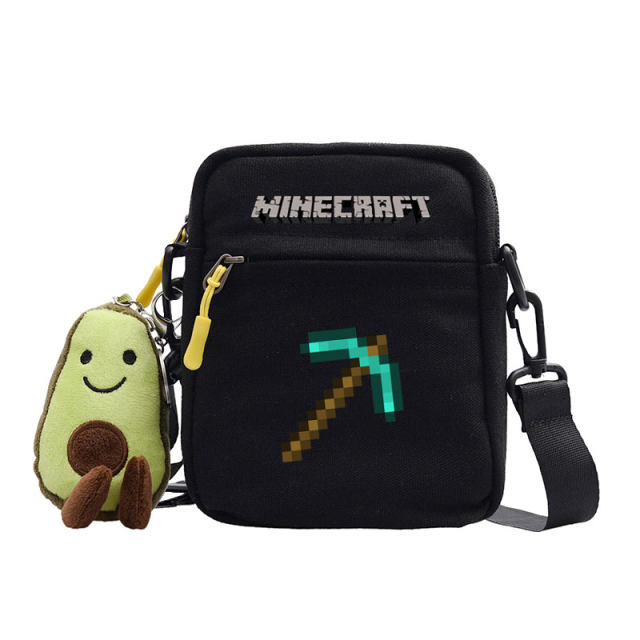 ກາຕູນ Minecraft peripheral ins ຖົງບ່າຂະຫນາດນ້ອຍນັກສຶກສາຂອງເດັກນ້ອຍ shoulder cross-body bag ບາດເຈັບແລະຖົງສີ່ຫຼ່ຽມມົນຂະຫນາດນ້ອຍ canvas bag