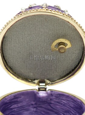 俄罗斯复活节彩蛋锡金属工艺品紫色彩蛋带音乐铃摆件八音盒摆设品