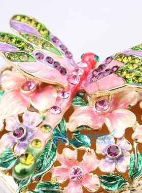 俄罗斯珐琅彩粉色花朵摆件工艺品