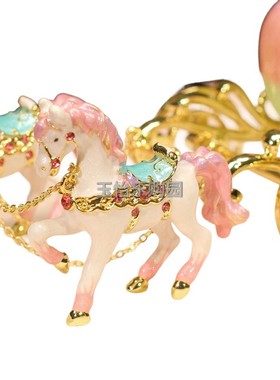 锡金属工艺品珐琅彩粉色公主双马南瓜马车摆设品家居装饰生日礼物